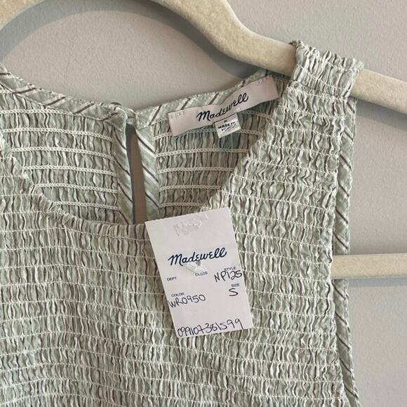 NWT Madewell The Melody Smocked Midi Poplin Dress Size Small Green - Picture 6 of 9